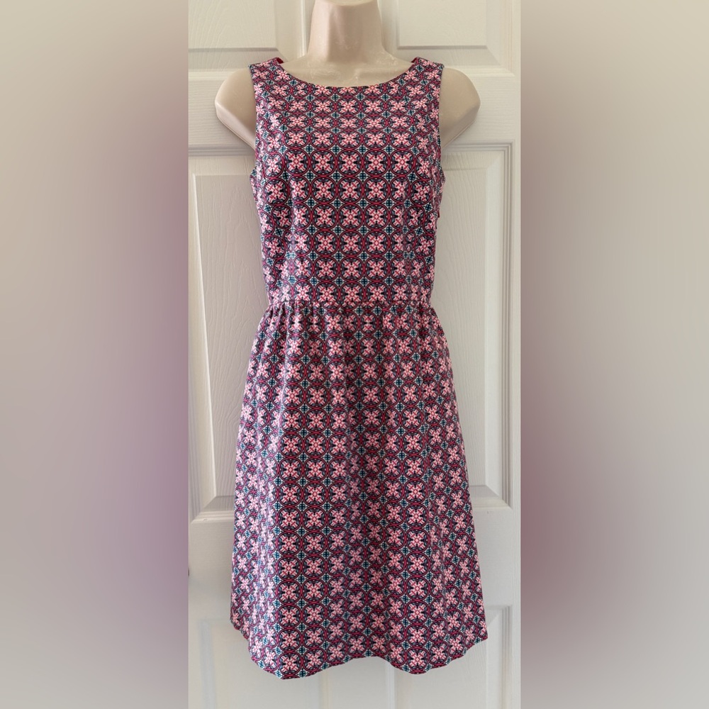 346 Brooks Brothers Geometric Print Sleeveless Shift Dress 6 Petite *EUC
